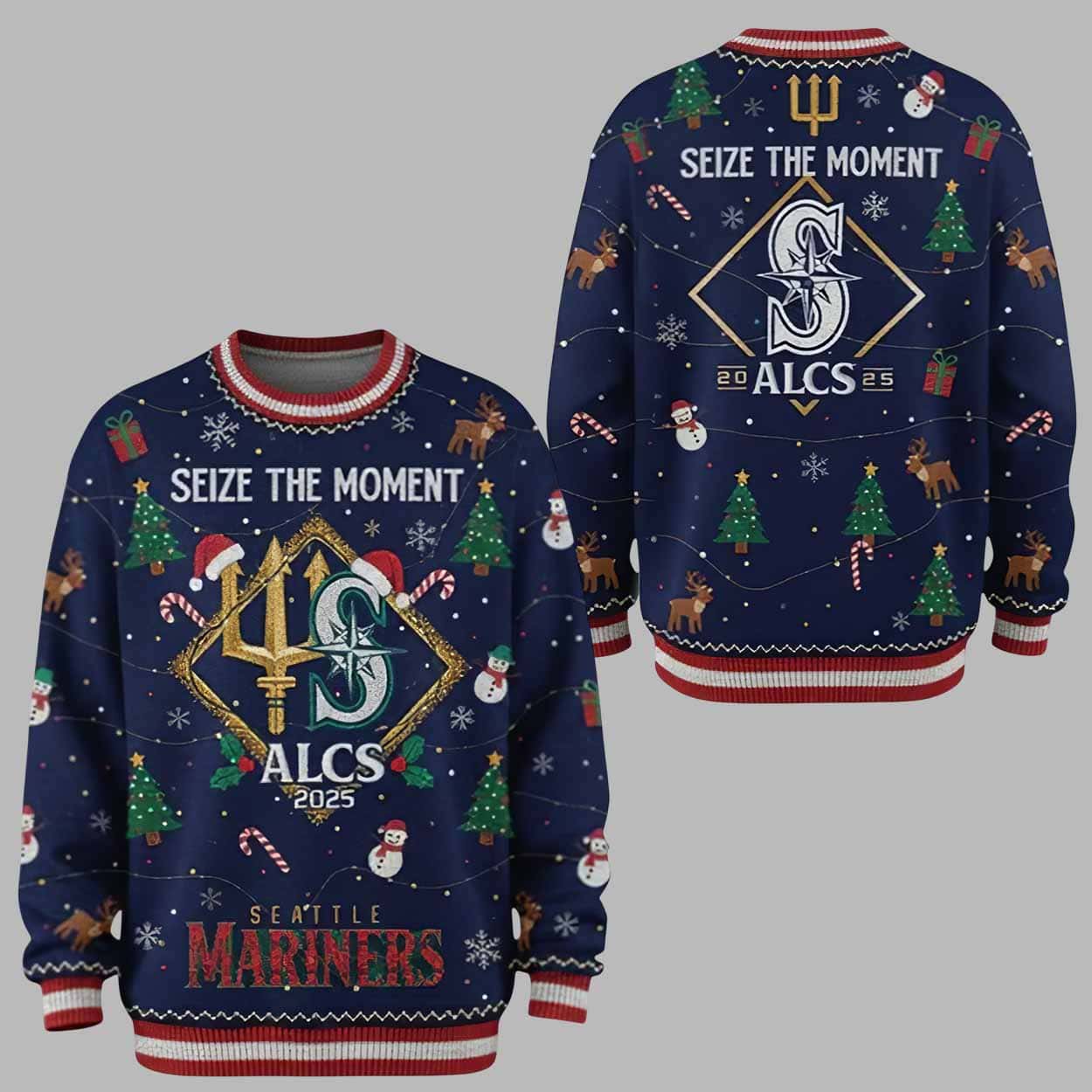 Mariners Seize The Moment ALCS 2025 Ugly Christmas Sweater Mariners Seize The Moment ALCS 2025 Ugly Christmas Sweater