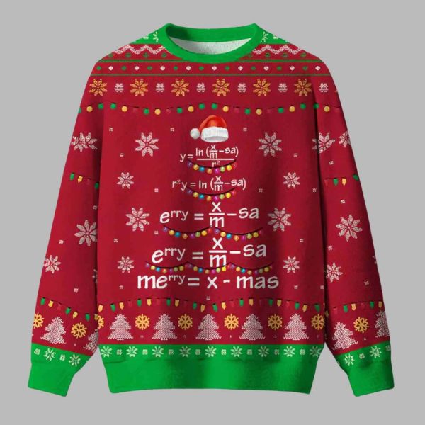 Math Merry Xmas Tree Red Ugly Christmas Sweater