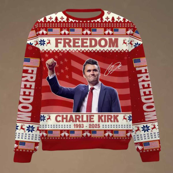 Personalized Freedom Charlie Kirk Ugly Christmas Sweater