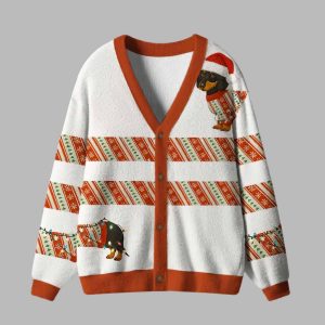 Santas Little Helper Dog Ugly Cardigan Sweater 2