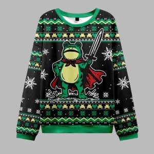 Funny Frog Warrior Ugly Christmas Sweater 2