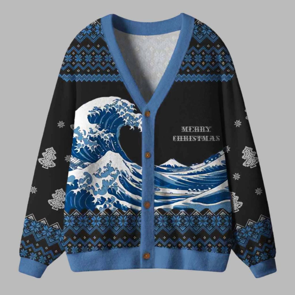 The Joyful Holiday Wave Ugly Cardigan Sweater 1 The Joyful Holiday Wave Ugly Cardigan Sweater 1