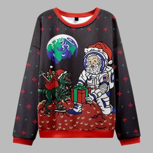 Astronaut Santa Black Ugly Christmas Sweater 1 Astronaut Santa Black Ugly Christmas Sweater 2