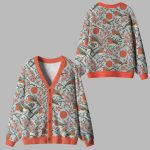 Winter Blossoms and Feathered Melodies Ugly Cardigan Sweater