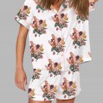 Women's Cock Flowers Funny Pajama Set