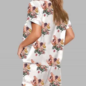 Womens Cock Flowers Funny Pajama Set 2
