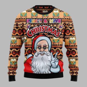 Santa Claus Peace And Love 2025 Christmas Ugly Sweater