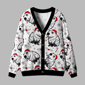 Capybara Christmas Ugly Cardigan Sweater 2