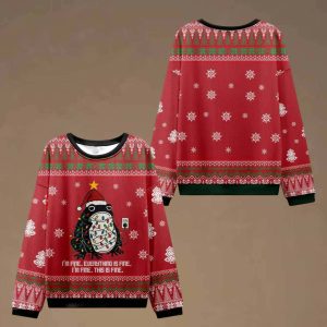 Frog Everything Is Fine 2025 Ugly Christmas Sweater 2