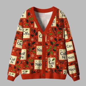 Periodic Table Funny Ugly Cardigan Sweater 1 Periodic Table Funny Ugly Cardigan Sweater 2