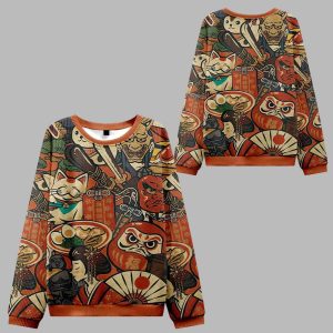 Japanese Traditional Elements Christmas Ugly Sweater 1