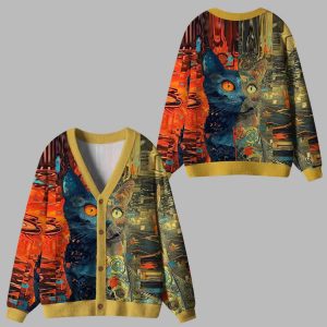 The Rise Of The Mechanical Cat Ugly Cardigan Sweater 1