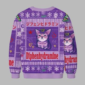 Diphenhydramine Cat Funny Meme Ugly Christmas Sweater