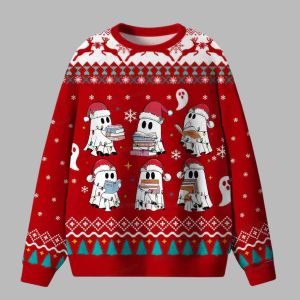 Ghost Reading Book Club Ugly Christmas Sweater