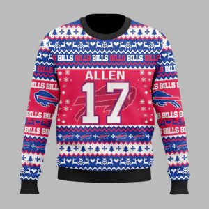 Josh Allen Bills Ugly Christmas Sweater 1 Josh Allen Bills Ugly Christmas Sweater