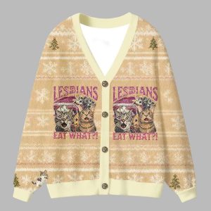 Lesbians Eat What Funny Ugly Cardigan Sweater 1 Lesbians Eat What Funny Ugly Cardigan Sweater