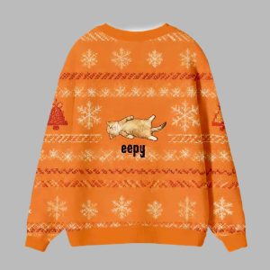 Silly Sleepy Cat Meme Ugly Cardigan Sweater