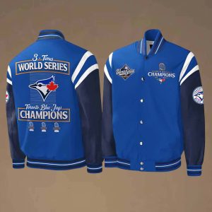 Blue Jays 3-Times World Series Champions Baseball Jacket 1 Blue Jays 3 Times World Series Champions Baseball Jacket 2
