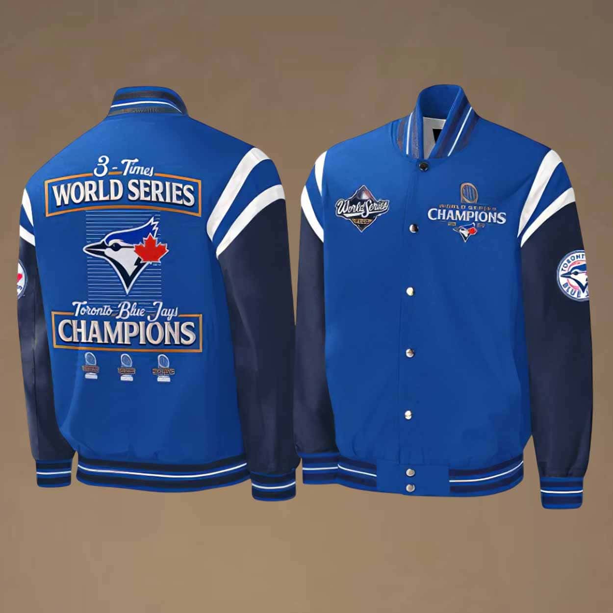 Blue Jays 3-Times World Series Champions Baseball Jacket Blue Jays 3-Times World Series Champions Baseball Jacket