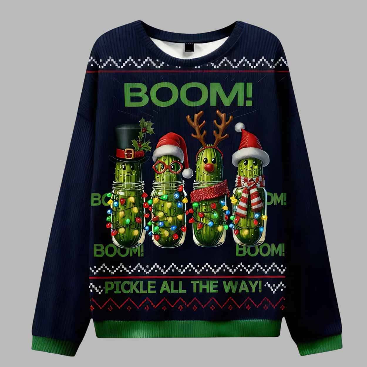 Boom Pickle All The Way Ugly Christmas Sweater Boom Pickle All The Way Ugly Christmas Sweater