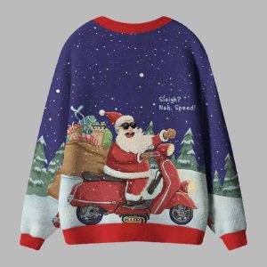 Santa's High Speed Holiday Ugly Cardigan Sweater 3