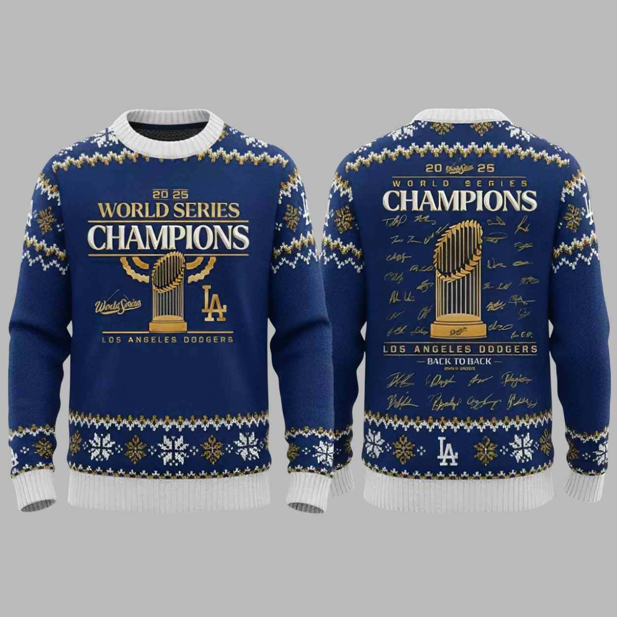 Dodgers Back To Back World Series 2025 Ugly Christmas Sweater Dodgers Back To Back World Series 2025 Ugly Christmas Sweater