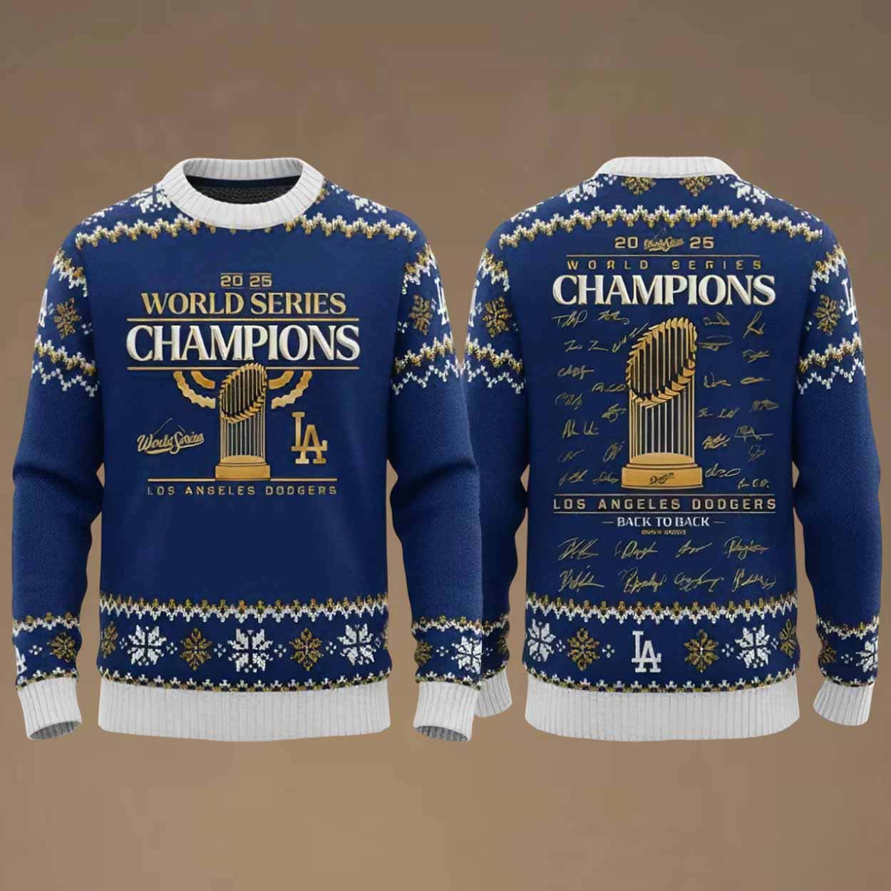 Dodgers Back To Back World Series 2025 Ugly Christmas Sweater Dodgers Back To Back World Series 2025 Ugly Christmas Sweater