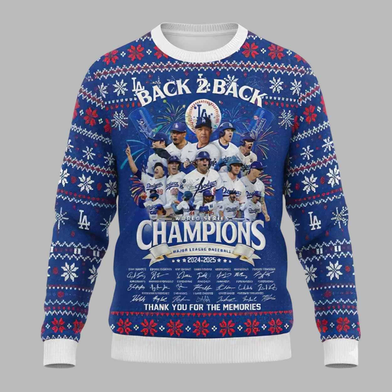 Dodgers Back to Back World Series Champions 2025 Ugly Christmas Sweater Dodgers Back to Back World Series Champions 2025 Ugly Christmas Sweater