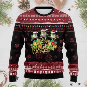 Frog Green Merry Christmas Ugly Sweater