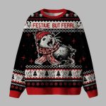 Festive But Feral Ugly Christmas Sweater