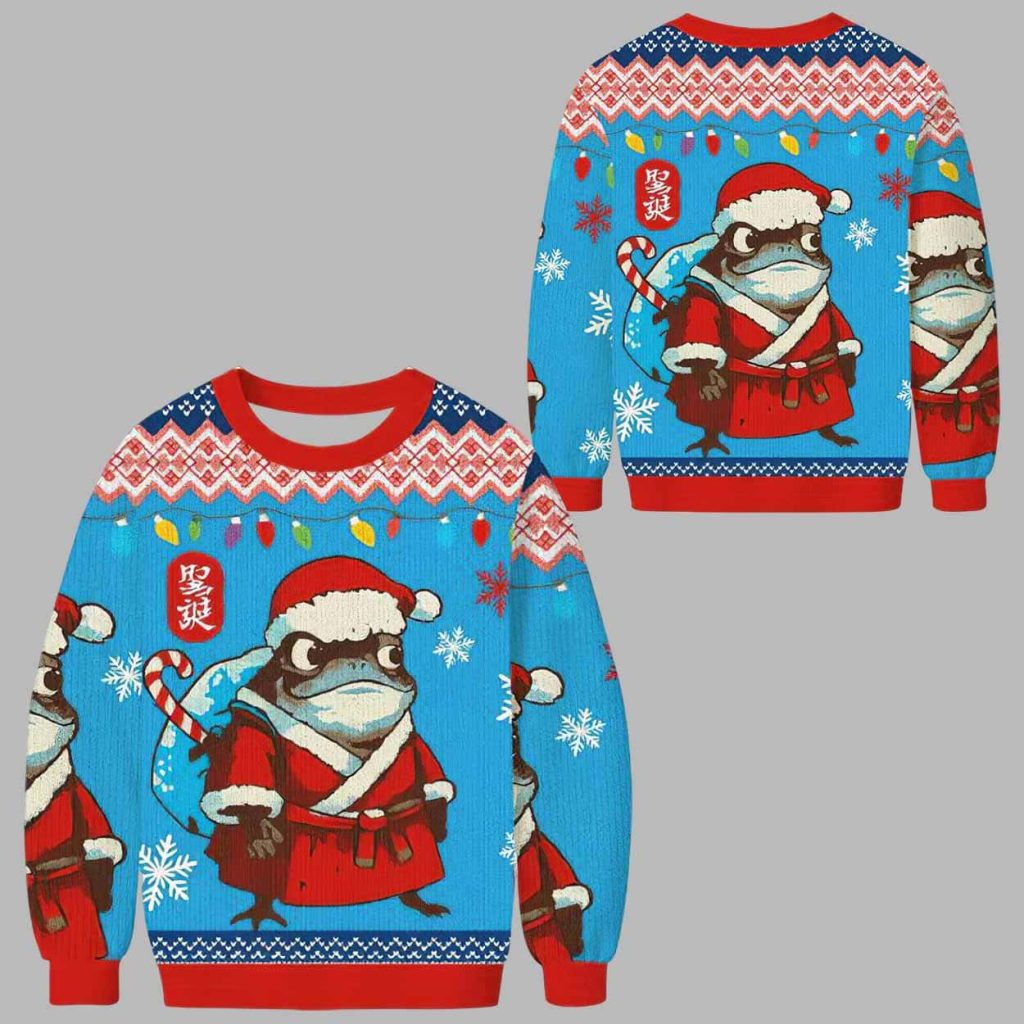 Frog Brings Gifts Ugly Christmas Sweater