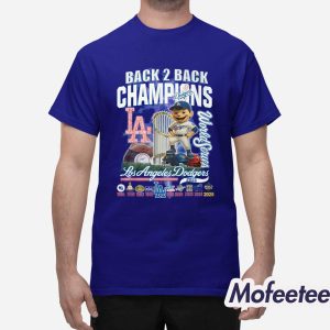 LA Dodgers Back 2 Back Champions World Series Shirt 1