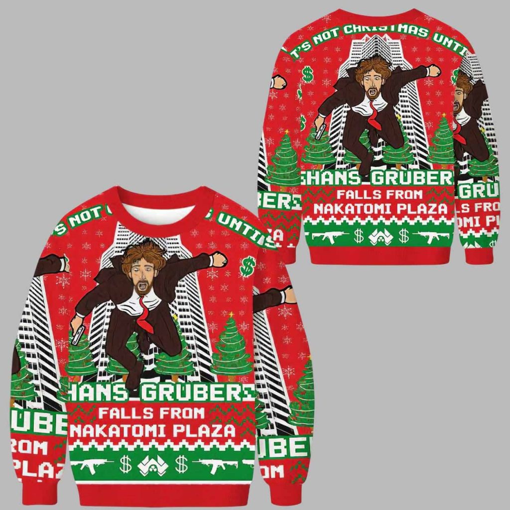 Hans Gruber Fall Nakatomi Plaza Die Hard Ugly Christmas Sweater