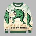 I Beg To Differ Funny Frog 2025 Ugly Christmas Sweater