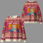 I Like Cats And Books And Maybe 3 People Ugly Christmas Sweater