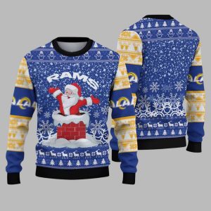 LA Rams Funny Santa 2025 Ugly Christmas Sweater