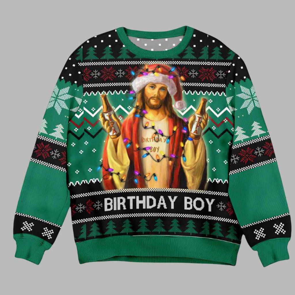 Jesus Birthday Boy Ugly Christmas Sweater 1