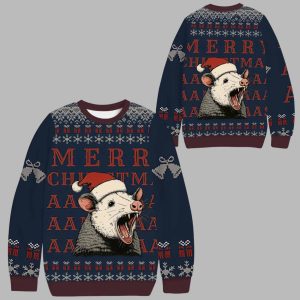 Opossum Merry Christmas AAAAAA Ugly Christmas Sweater