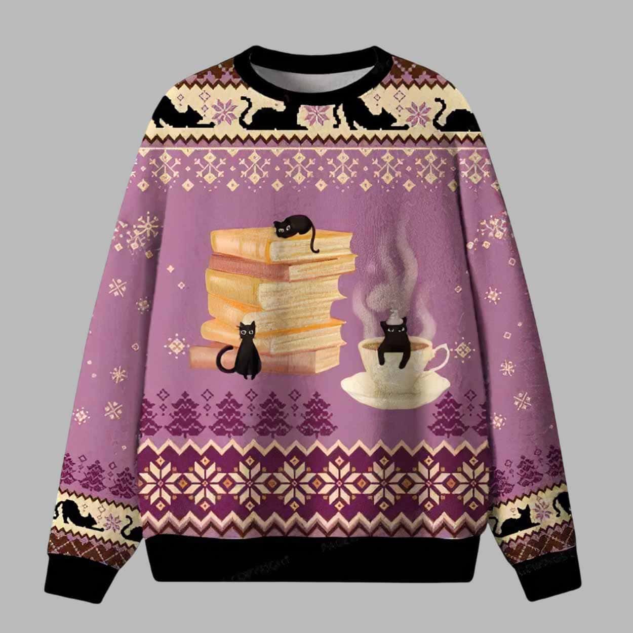Just A Book Loving Cat Ugly Christmas Sweater Just A Book Loving Cat Ugly Christmas Sweater