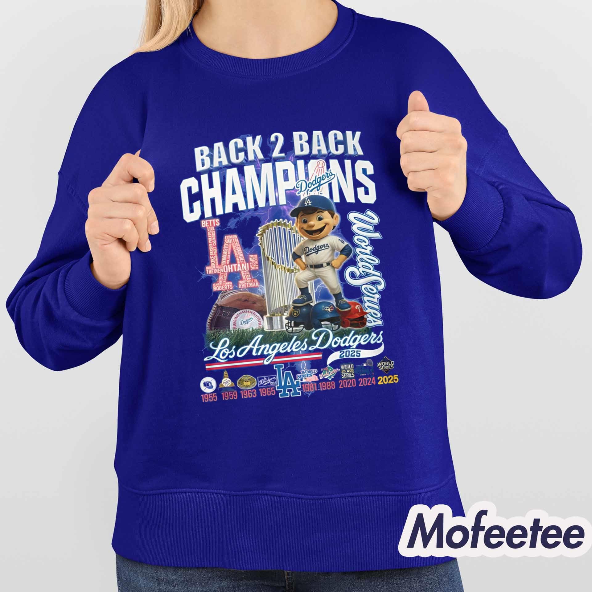 LA Dodgers Back 2 Back Champions World Series Shirt LA Dodgers Back 2 Back Champions World Series Shirt