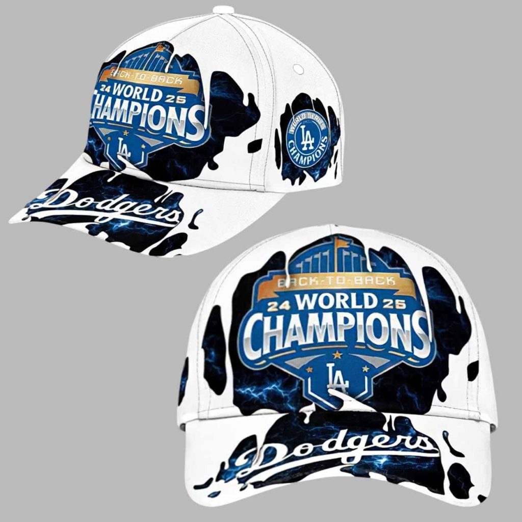 LA Dodgers Back To Back 2024 2025 World Champions Hat Cap 1
