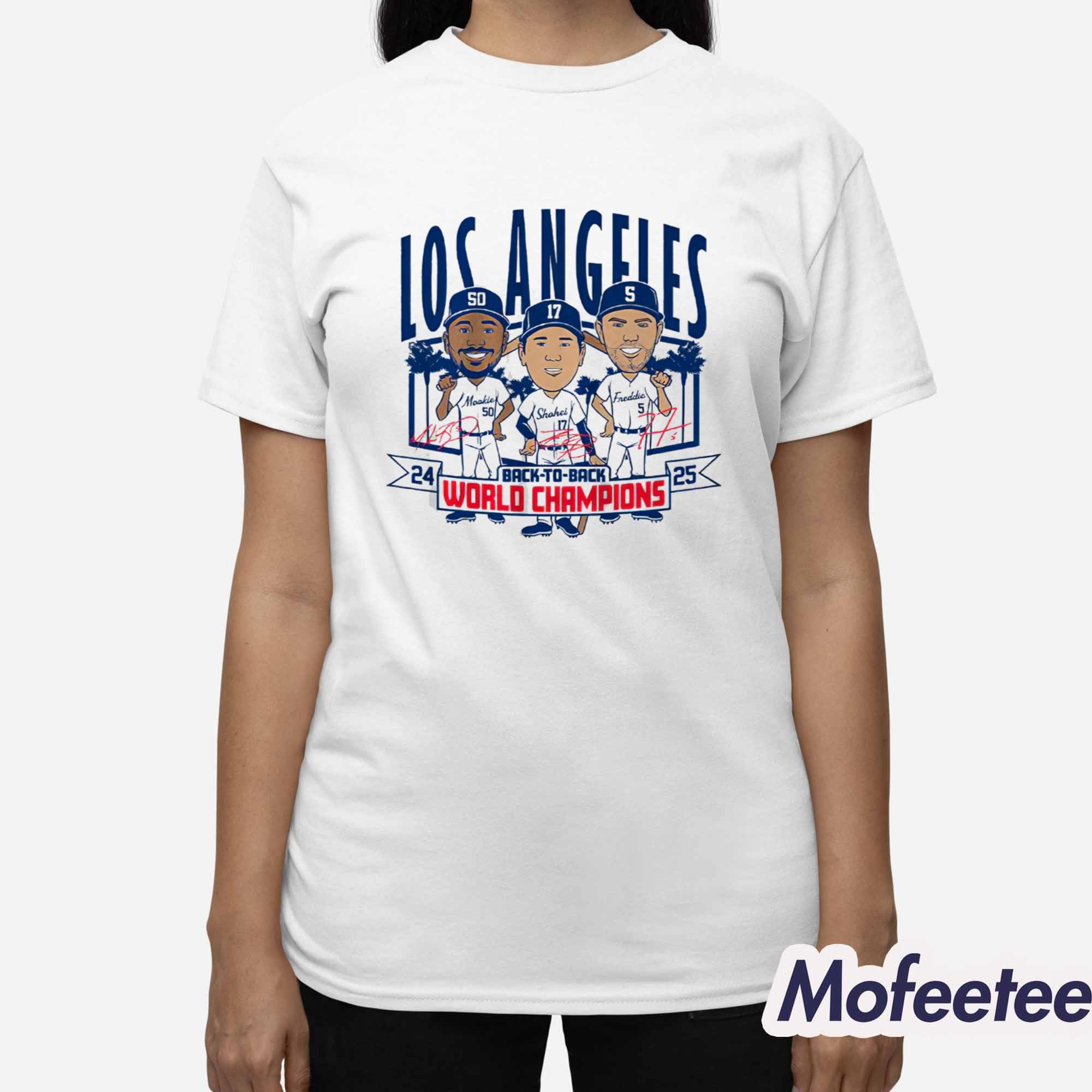 LA Dodgers Baseball Back-to-Back World Champs Caricatures Shirt LA Dodgers Baseball Back-to-Back World Champs Caricatures Shirt