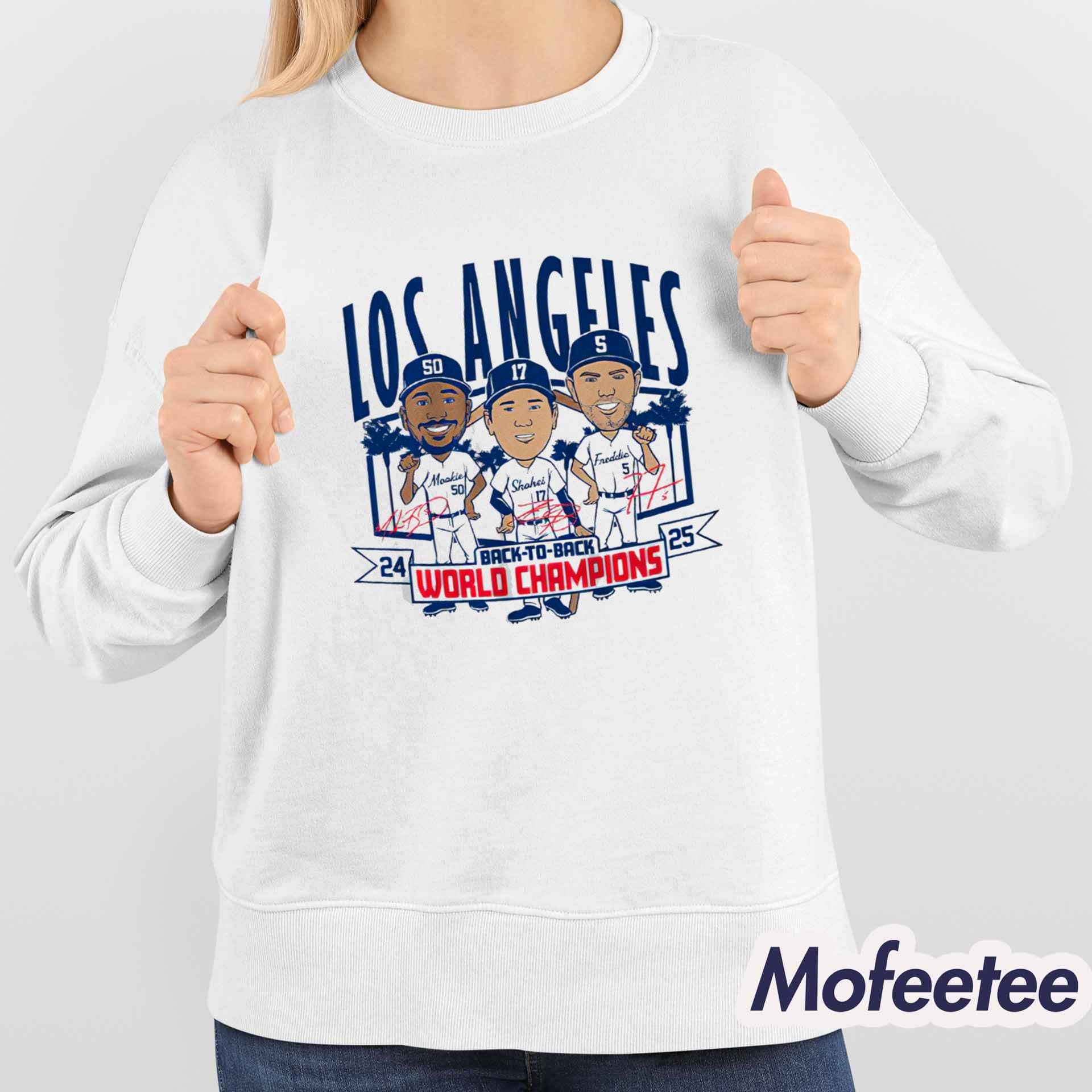 LA Dodgers Baseball Back-to-Back World Champs Caricatures Shirt LA Dodgers Baseball Back-to-Back World Champs Caricatures Shirt