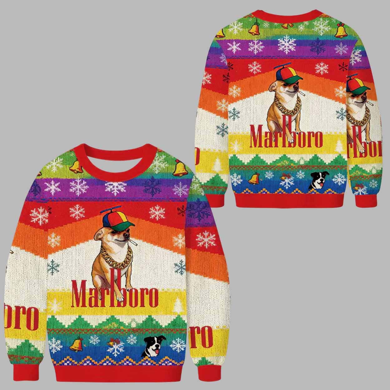 Marlboro Dog Rainbow Ugly Christmas Sweater Marlboro Dog Rainbow Ugly Christmas Sweater