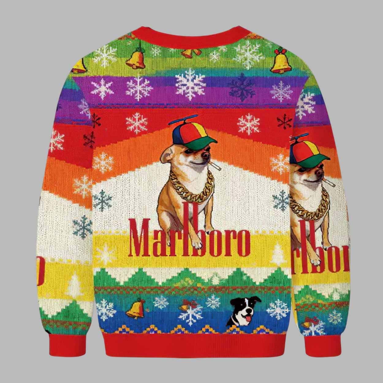 Marlboro Dog Rainbow Ugly Christmas Sweater Marlboro Dog Rainbow Ugly Christmas Sweater