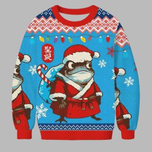 Frog Brings Gifts Ugly Christmas Sweater