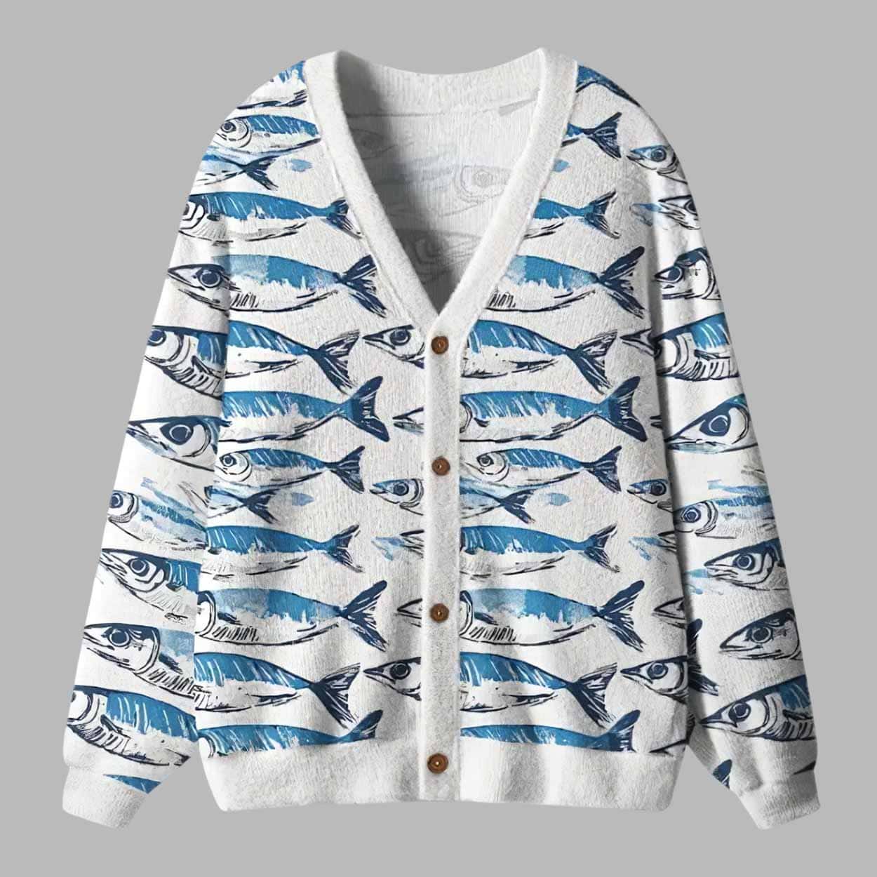 Oceanic Fish Ugly Cardigan Sweater Oceanic Fish Ugly Cardigan Sweater