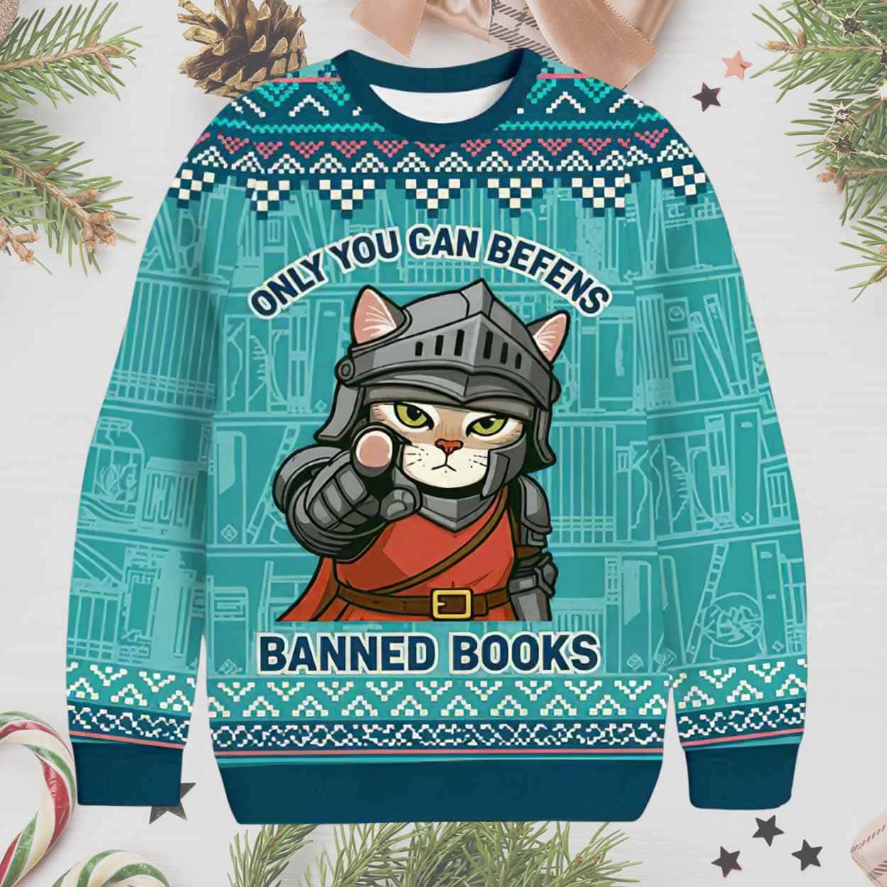 Only You Can Defend Banned Books Ugly Christmas Sweater Only You Can Defend Banned Books Ugly Christmas Sweater