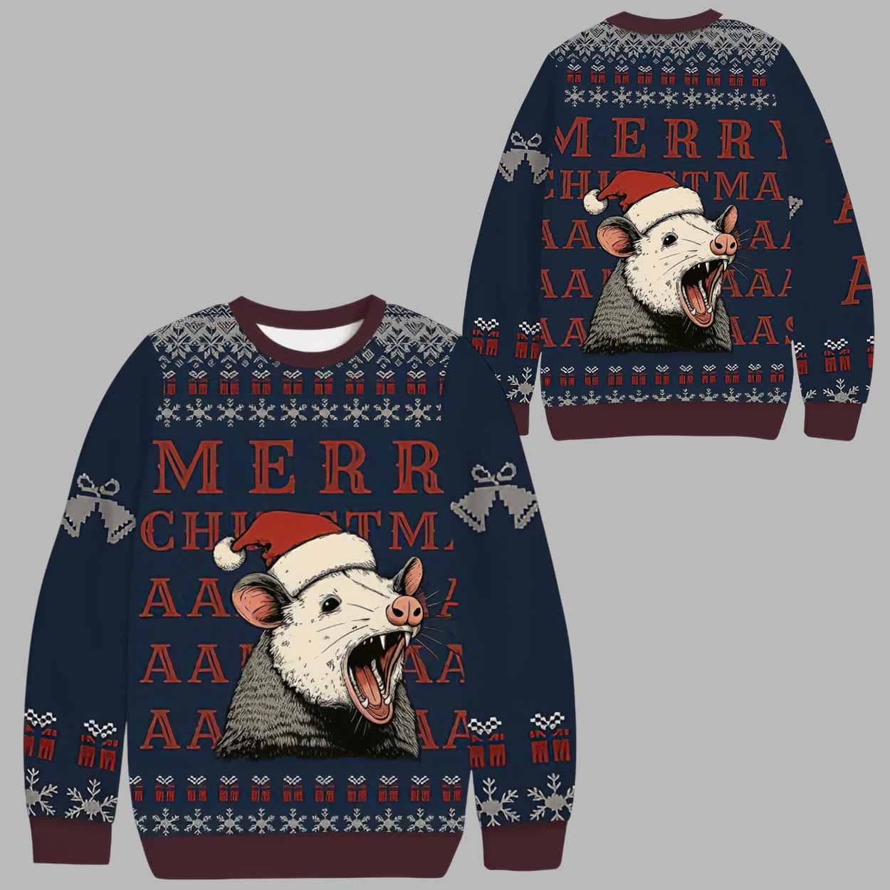 Opossum Merry Christmas AAAAAA Ugly Christmas Sweater Opossum Merry Christmas AAAAAA Ugly Christmas Sweater