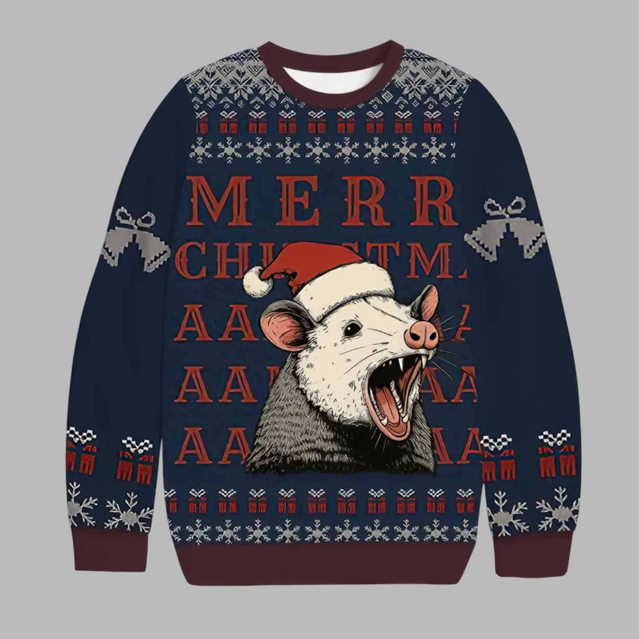 Opossum Merry Christmas AAAAAA Ugly Christmas Sweater Opossum Merry Christmas AAAAAA Ugly Christmas Sweater